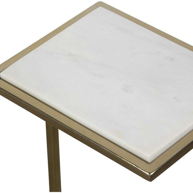Uttermost Elevate White Marble Top With Brushed Brass Base Drink Table