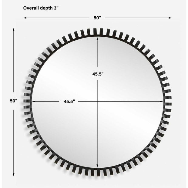 Uttermost Corona Satin Black Iron Round Mirror