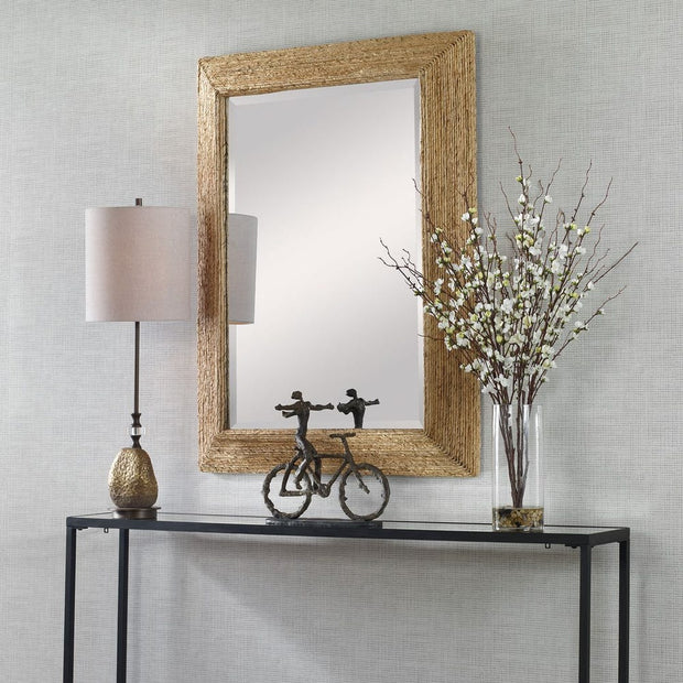 Uttermost Rora Natural Woven Banana Wrapped Coastal Style Mirror