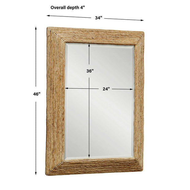 Uttermost Rora Natural Woven Banana Wrapped Coastal Style Mirror