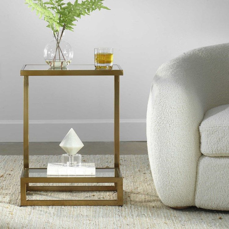 Uttermost Musing Glass Top With Brushed Brass Base Accent Table