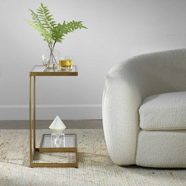 Uttermost Musing Glass Top With Brushed Brass Base Accent Table
