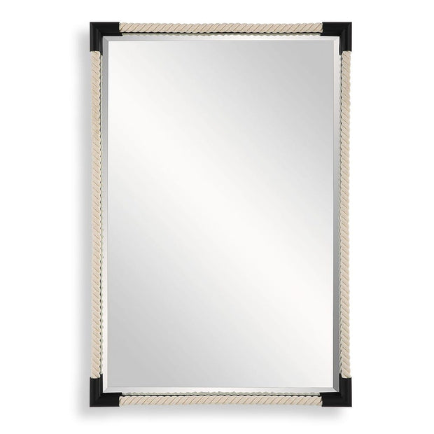 Uttermost Marina White Cotton Rope With Matte Black Iron Mirror