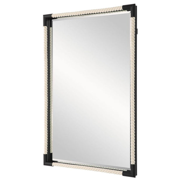 Uttermost Marina White Cotton Rope With Matte Black Iron Mirror