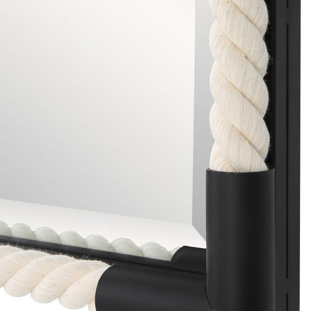 Uttermost Marina White Cotton Rope With Matte Black Iron Mirror