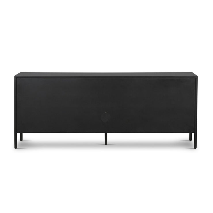 Four Hands Soto Black Iron Media Console ~ Weathered Bronze Hardware