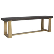 Uttermost Voyage Gray Glazed Wood Top with Brushed Brass Iron Base Bench