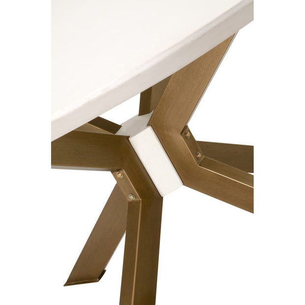 Essentials For Living Industry 60“ Round Dining Table ~ Ivory Concrete, Brass