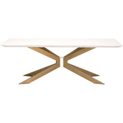 Essentials For Living Industry Rectangle Dining Table ~ Ivory Concrete, Brass