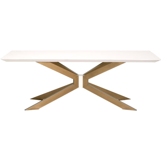 Essentials For Living Industry Rectangle Dining Table ~ Ivory Concrete, Brass