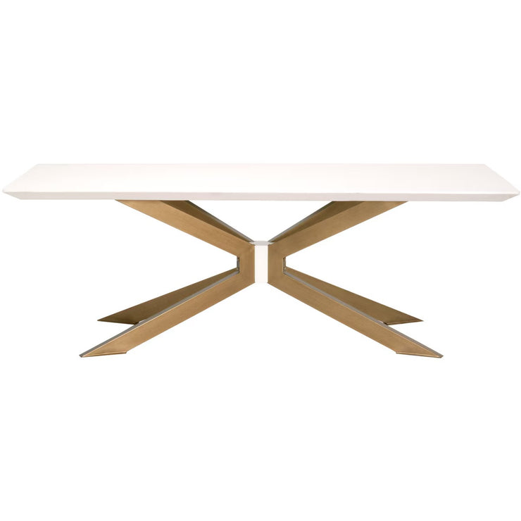 Essentials For Living Industry Rectangle Dining Table ~ Ivory Concrete, Brass