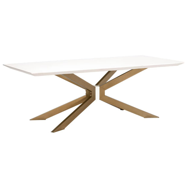 Essentials For Living Industry Rectangle Dining Table ~ Ivory Concrete, Brass
