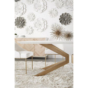 Essentials For Living Industry Rectangle Dining Table ~ Ivory Concrete, Brass