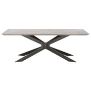 Essentials For Living Industry Rectangle Dining Table ~ Ash Gray Concrete, Distressed Black Iron