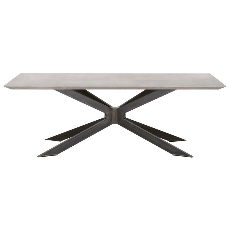 Essentials For Living Industry Rectangle Dining Table ~ Ash Gray Concrete, Distressed Black Iron