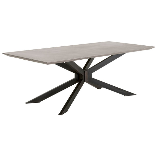 Essentials For Living Industry Rectangle Dining Table ~ Ash Gray Concrete, Distressed Black Iron