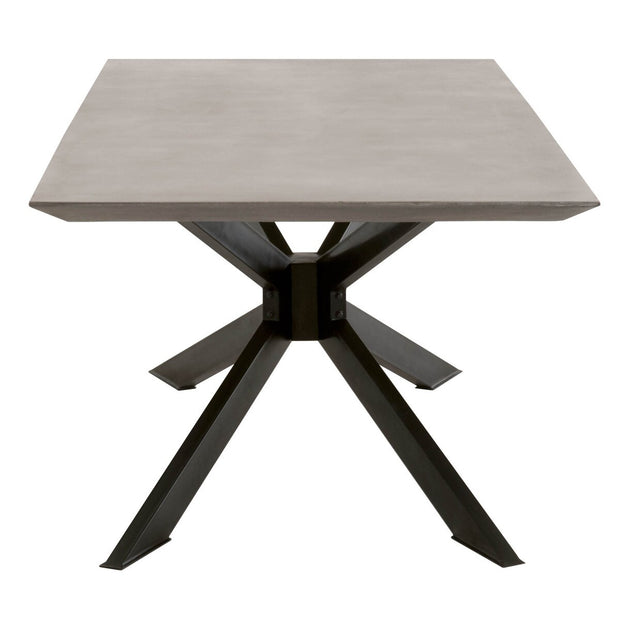 Essentials For Living Industry Rectangle Dining Table ~ Ash Gray Concrete, Distressed Black Iron