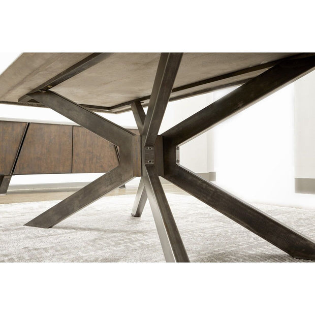 Essentials For Living Industry Rectangle Dining Table ~ Ash Gray Concrete, Distressed Black Iron