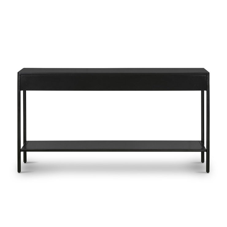 Four Hands Soto Black Iron Console Table ~ Weathered Bronze Hardware