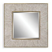Uttermost Wharton Aged Gold With Whitewashed Wood Square Mirror
