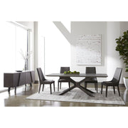 Essentials For Living Industry Rectangle Dining Table ~ Ash Gray Concrete, Distressed Black Iron