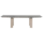 Essentials For Living Jett Extension  Dining Table ~ Natural Gray Ash, Chrome, Smoke Gray Glass