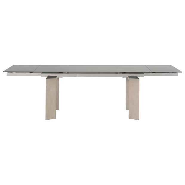 Essentials For Living Jett Extension  Dining Table ~ Natural Gray Ash, Chrome, Smoke Gray Glass
