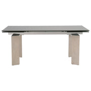 Essentials For Living Jett Extension  Dining Table ~ Natural Gray Ash, Chrome, Smoke Gray Glass