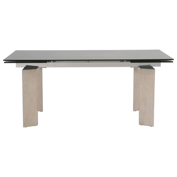 Essentials For Living Jett Extension  Dining Table ~ Natural Gray Ash, Chrome, Smoke Gray Glass