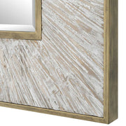 Uttermost Wharton Aged Gold With Whitewashed Wood Square Mirror