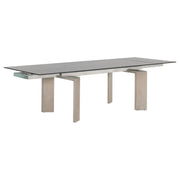 Essentials For Living Jett Extension  Dining Table ~ Natural Gray Ash, Chrome, Smoke Gray Glass