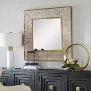 Uttermost Wharton Aged Gold With Whitewashed Wood Square Mirror