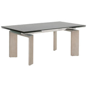 Essentials For Living Jett Extension  Dining Table ~ Natural Gray Ash, Chrome, Smoke Gray Glass