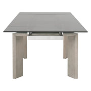 Essentials For Living Jett Extension  Dining Table ~ Natural Gray Ash, Chrome, Smoke Gray Glass