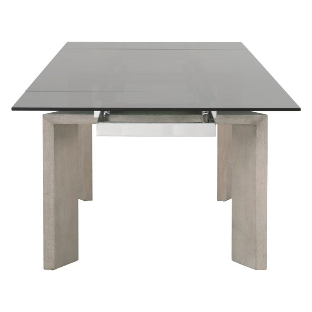 Essentials For Living Jett Extension  Dining Table ~ Natural Gray Ash, Chrome, Smoke Gray Glass