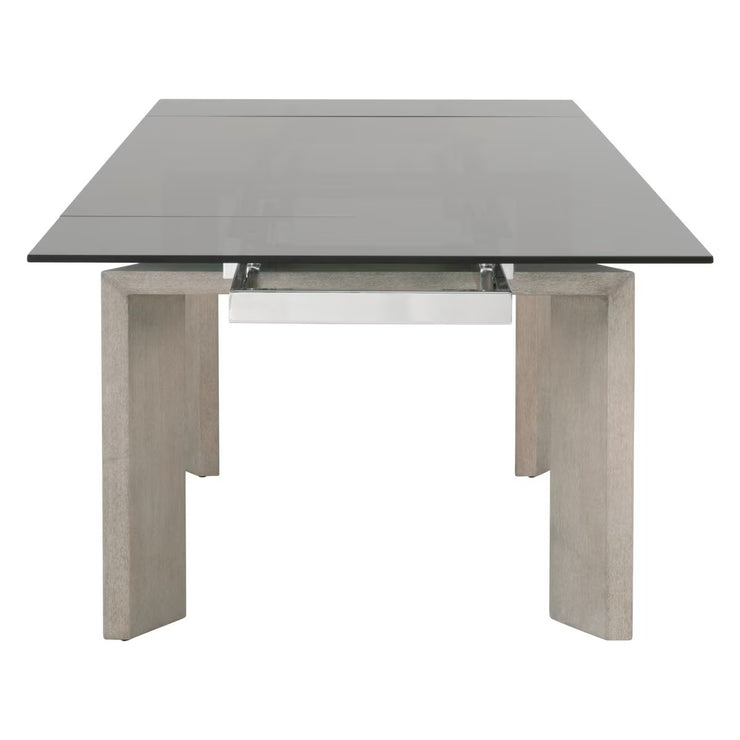 Essentials For Living Jett Extension  Dining Table ~ Natural Gray Ash, Chrome, Smoke Gray Glass