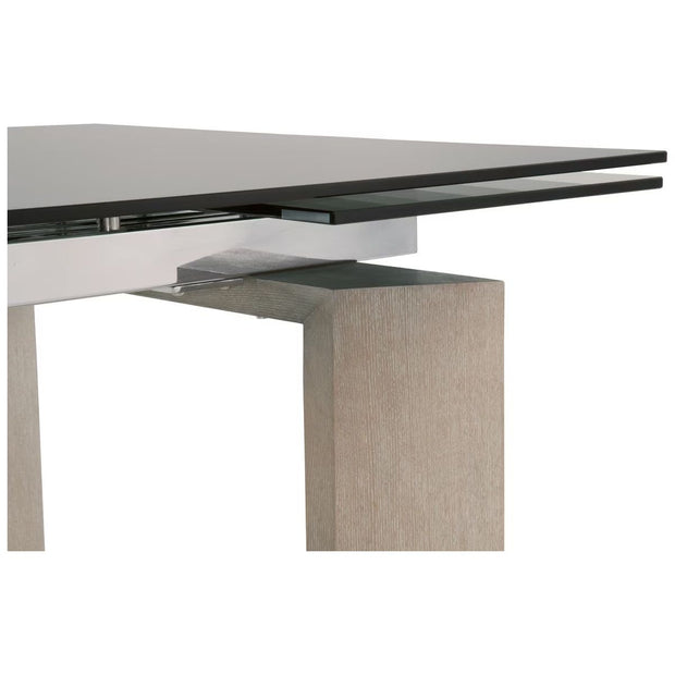 Essentials For Living Jett Extension  Dining Table ~ Natural Gray Ash, Chrome, Smoke Gray Glass