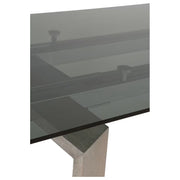 Essentials For Living Jett Extension  Dining Table ~ Natural Gray Ash, Chrome, Smoke Gray Glass