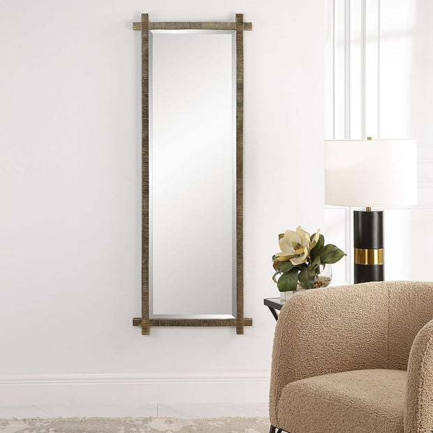 Uttermost Abanu Ribbed Antique Gold Tall Mirror