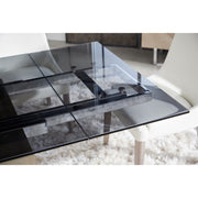 Essentials For Living Jett Extension  Dining Table ~ Natural Gray Ash, Chrome, Smoke Gray Glass