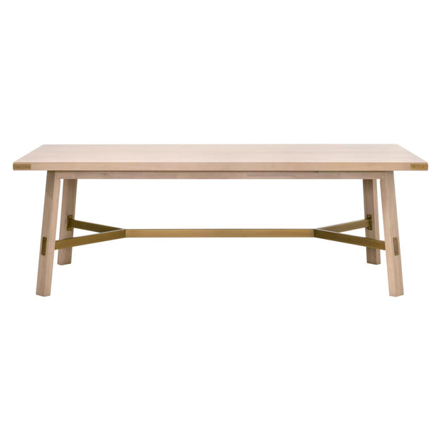 Essentials For Living Klein Dining Table ~ Light Honey Oak, Brushed Gold