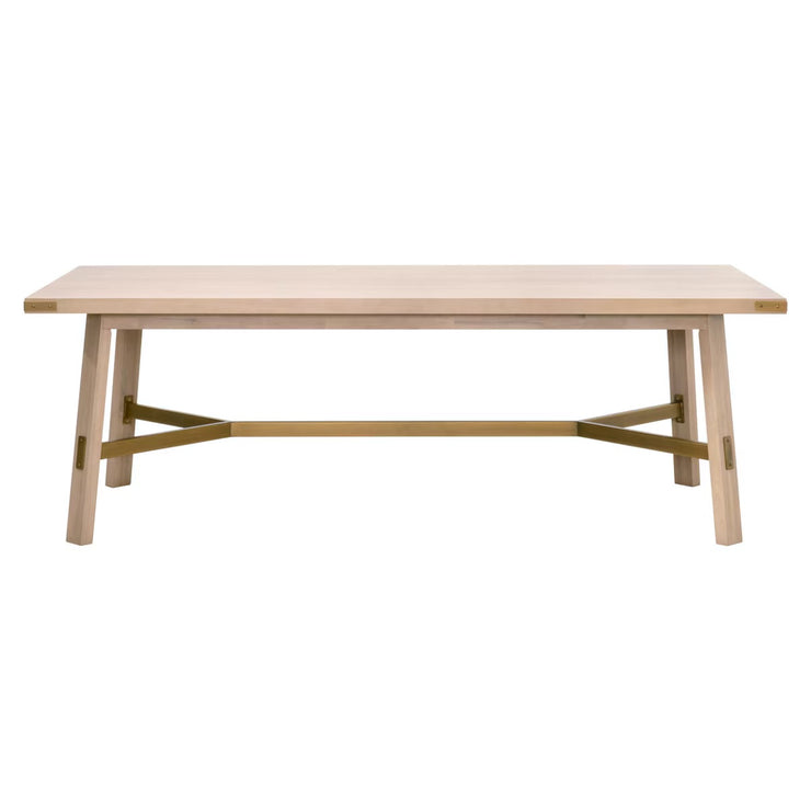Essentials For Living Klein Dining Table ~ Light Honey Oak, Brushed Gold