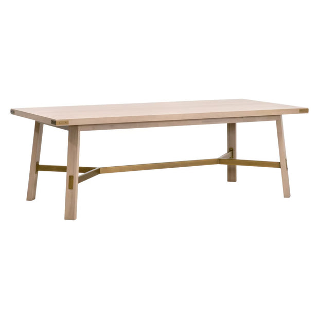 Essentials For Living Klein Dining Table ~ Light Honey Oak, Brushed Gold