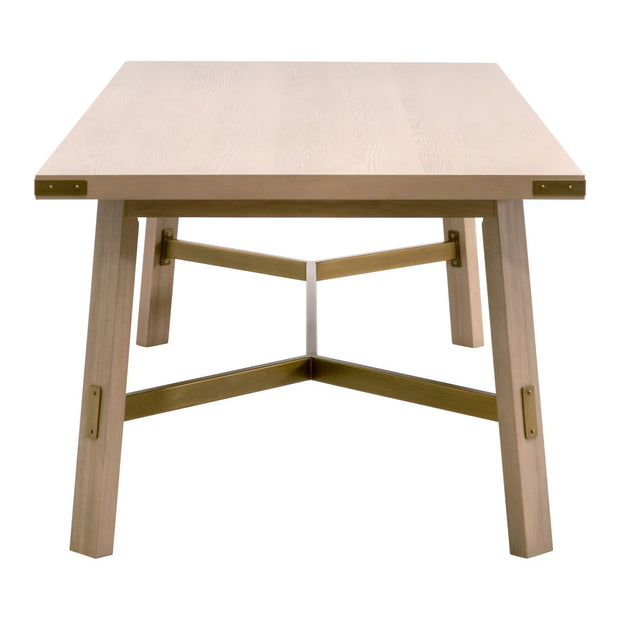 Essentials For Living Klein Dining Table ~ Light Honey Oak, Brushed Gold