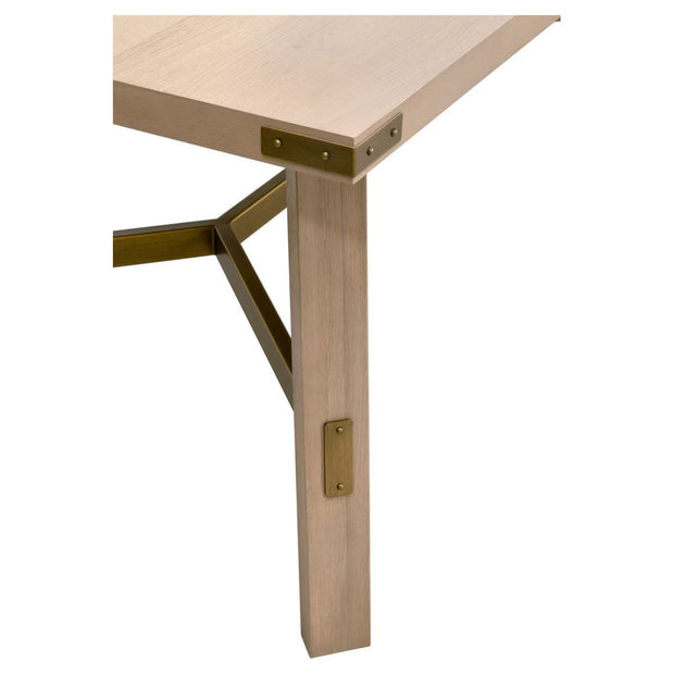 Essentials For Living Klein Dining Table ~ Light Honey Oak, Brushed Gold