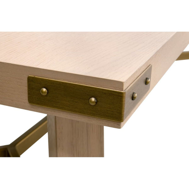 Essentials For Living Klein Dining Table ~ Light Honey Oak, Brushed Gold