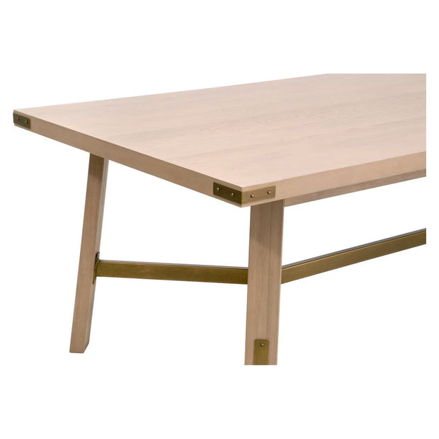 Essentials For Living Klein Dining Table ~ Light Honey Oak, Brushed Gold