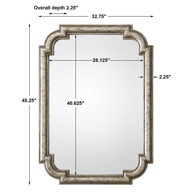 Uttermost Calanna Traditional Distressed Silver Leaf Mirror