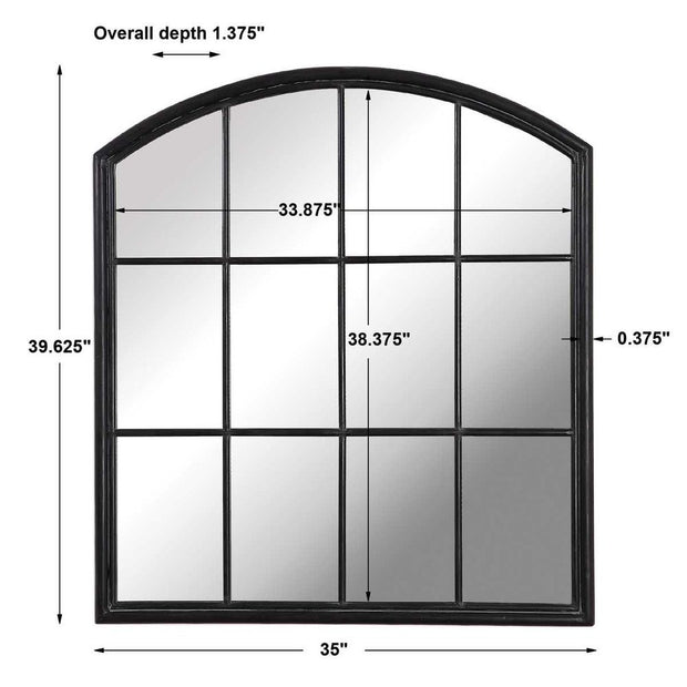 Uttermost Lyda Distressed Black Arch Window Pane Mirror