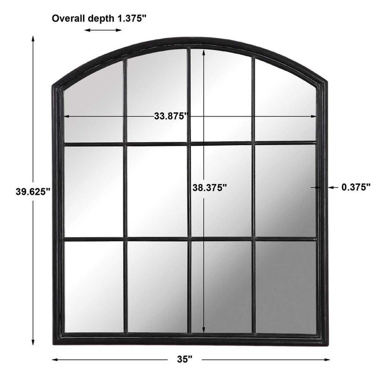 Uttermost Lyda Distressed Black Arch Window Pane Mirror